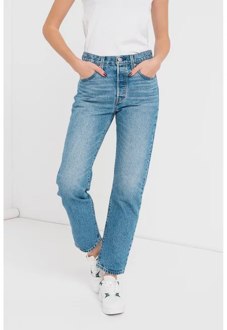 Прави дънки 501® над глезена - Избледняло Син