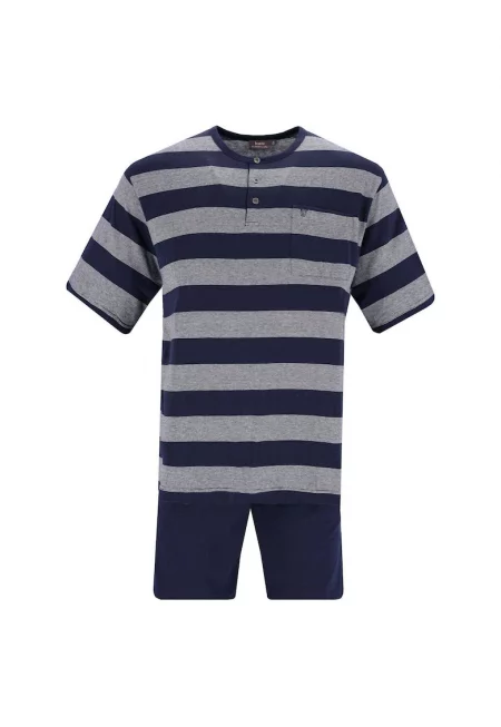 Раирана пижама с джоб на гърдите - Син