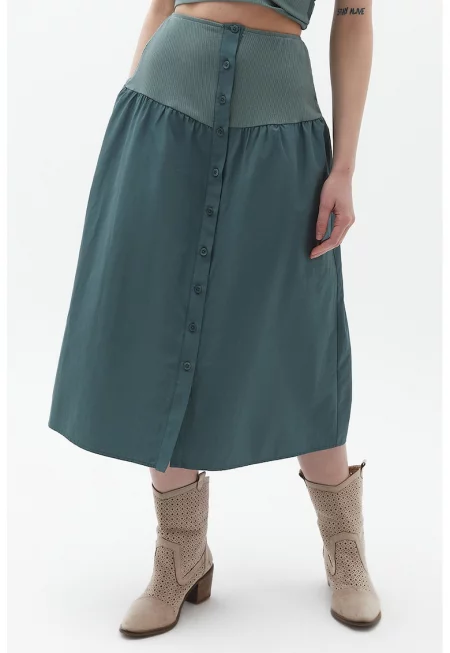 Разкроена пола с копчета - Петролно синьо