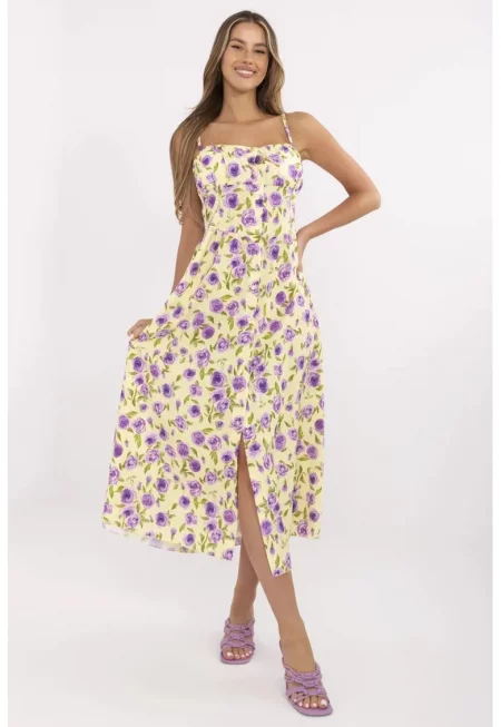 Рокля  миди жълта - полиестер - един размер