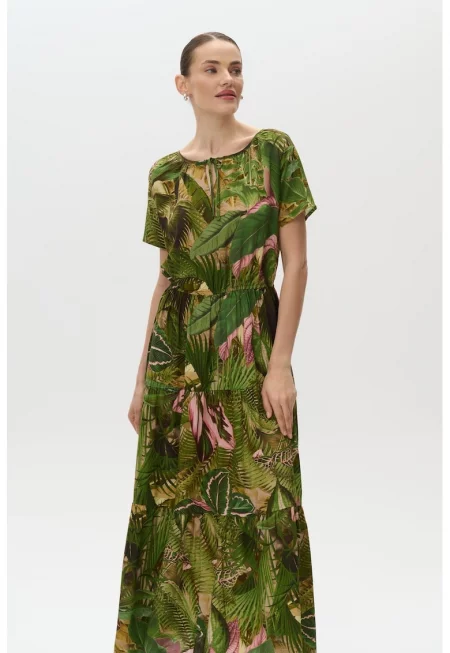 Рокля с десен - Зелен -