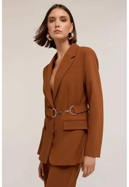 Сако с колан - Канелено кафяво