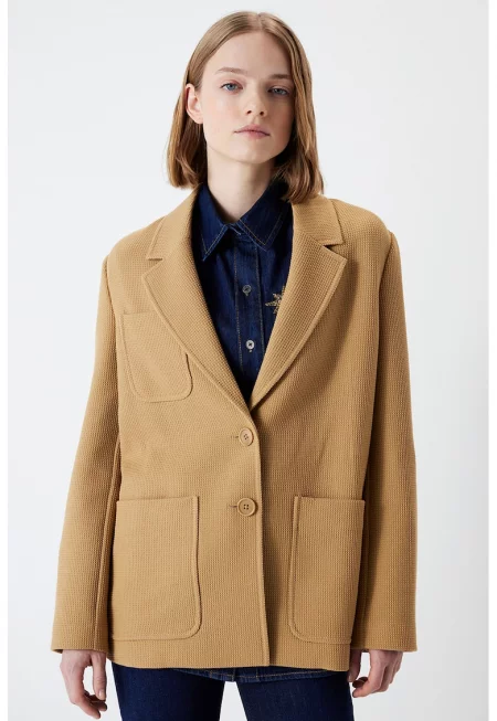 Сако с пришити джобове - Карамел
