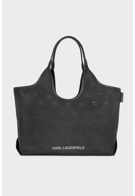 Шопинг чанта с монограм и отделящ се несесер - Черен