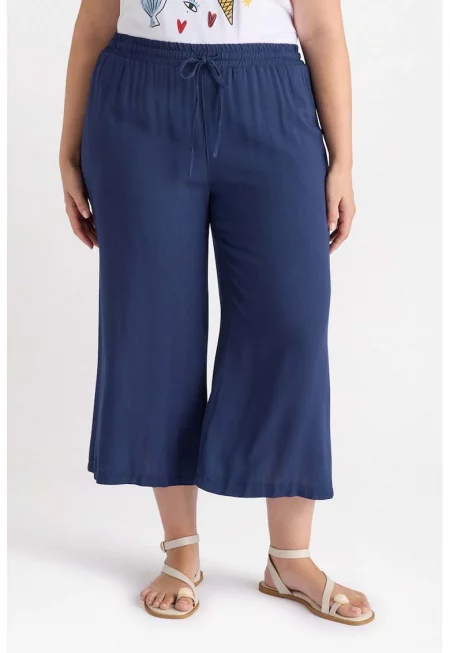 скъсен панталон с връзки - Тъмносин