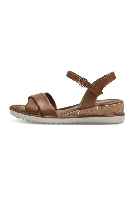 Скосени сандали от еко кожа - Кафяв