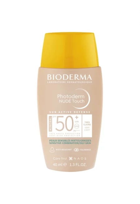 Слънцезащитен флуид  Photoderm Nude Touch Mineral SPF 50+ - Много светъл нюанс - За комбинирана и мазна кожа - 40 мл