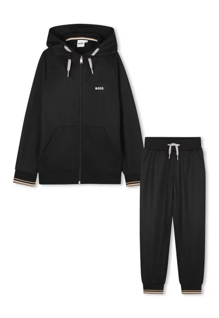 Спортен екип с памук и цип - Черен