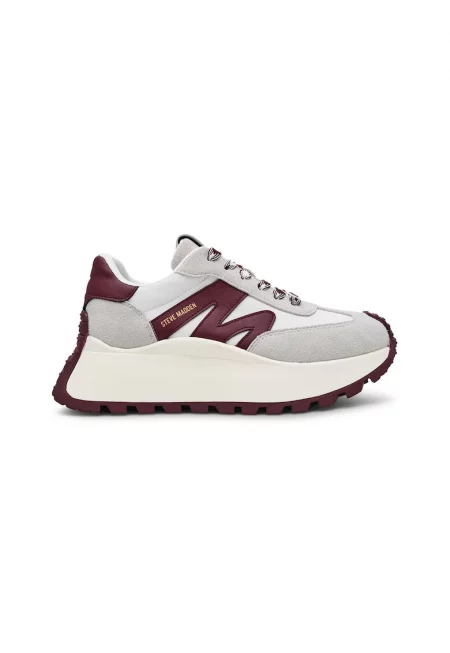 Спортни обувки от велур и текстил - Бял/Светло сив/Тъмновиолетов