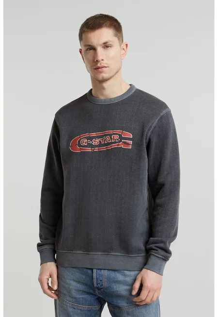 Суитшърт от органичен памук с лого - Антрацитно сиво