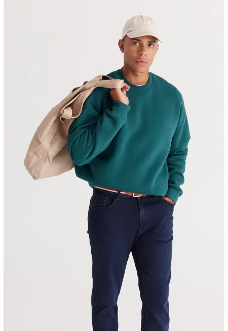 Суитшърт с овално деколте и паднали ръкави