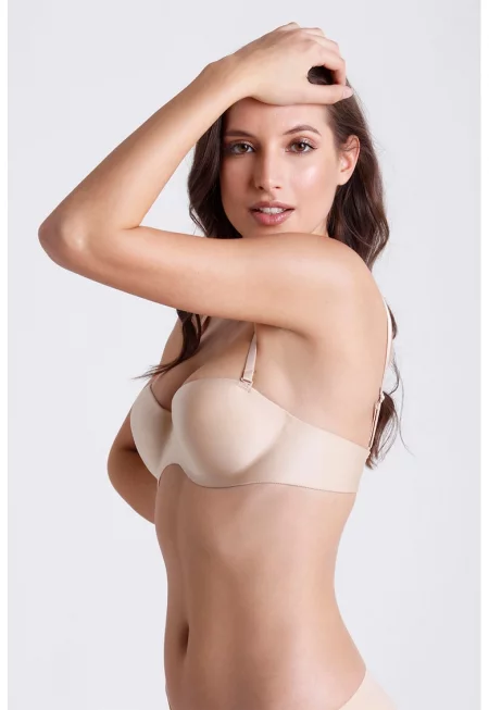 Сутиен тип балконет с отделящи се презрамки - Бежов