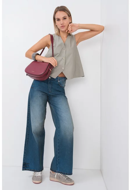 Свободен памучен елек - Бледозелен