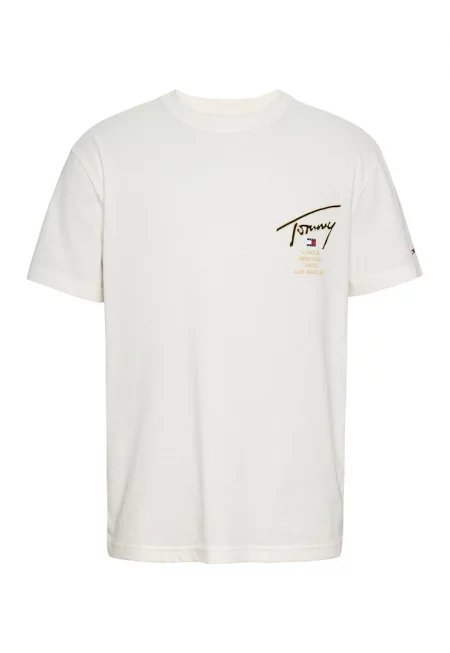 Тениска от органичен памук с лого - Бял/Бежов