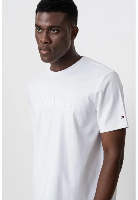 Тениска с релефно лого - Бял