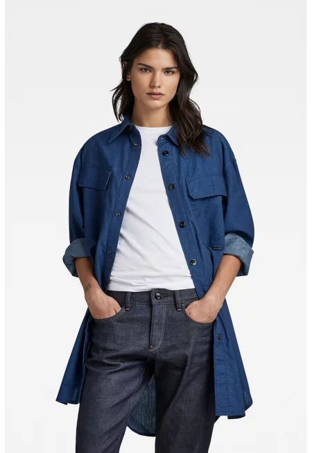 Уголемена риза с пришити джобове - Син