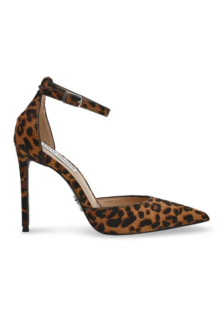 Велурени обувки с принт и ток стилето - Тъмнокафяв/Карамел