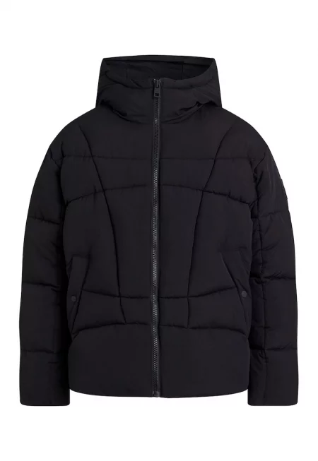 Зимно яке с качулка - Черен