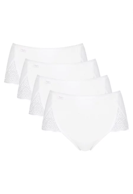 Бикини с дантела - 4 чифта - Бял