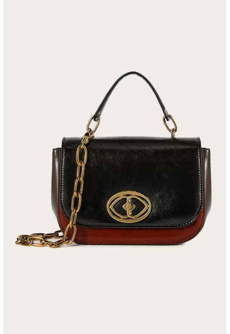 Чанта през рамо от еко кожа с отделяща се презрамка с верижка
