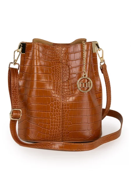 Чанта с шагрен - Карамел