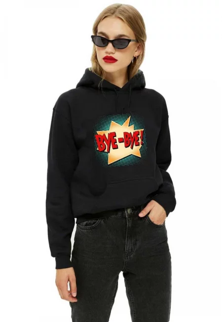 Черна дамска качулка - Bye Bye