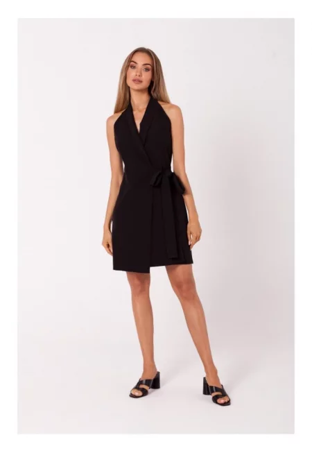 черна полиестерна мини рокля