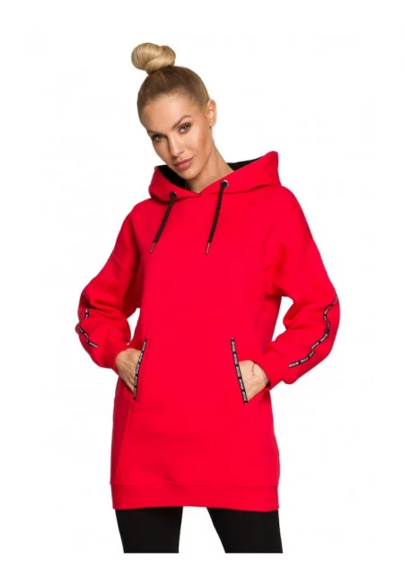 Дамска блуза  С качулка - Памук - Полиестер - Червена