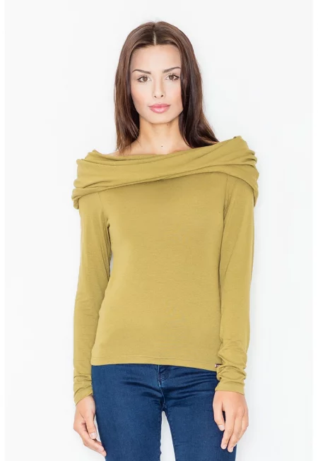 Дамска блуза  Вискоза/Еластан - Маслиненозелен