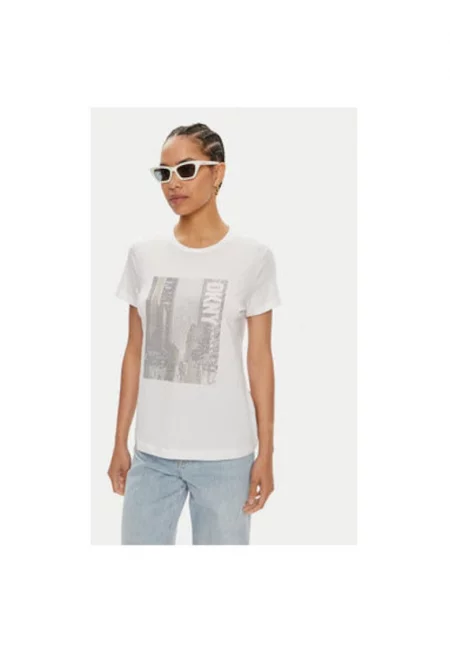 Дамска тениска -  304218613 - Памук/Модал - Бяла - Бял