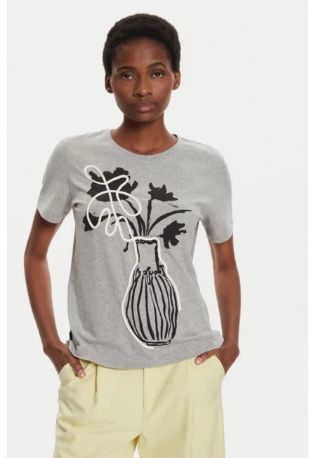 Дамска тениска -  304476877 - Памук - XS INTL - Сив