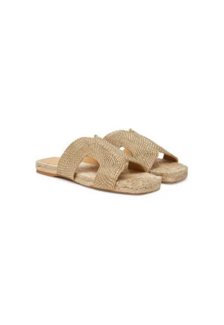 Дамски чехли  025709-3000 - Текстил - Златист - Златист