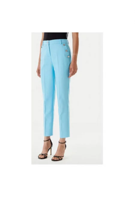 Дамски чинос панталон  251-PKY.F - Памук/Полиестер - Тюркоазено сиво - Тюркоаз