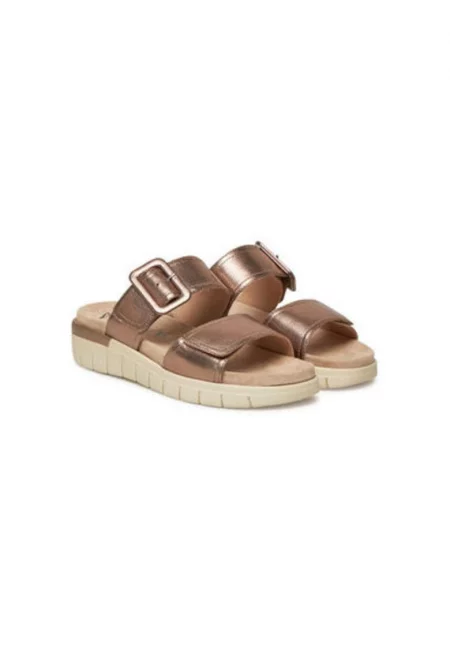 Дамски джапанки - 9-27203-44 -  Естествена кожа - Кафяв - Кафяв