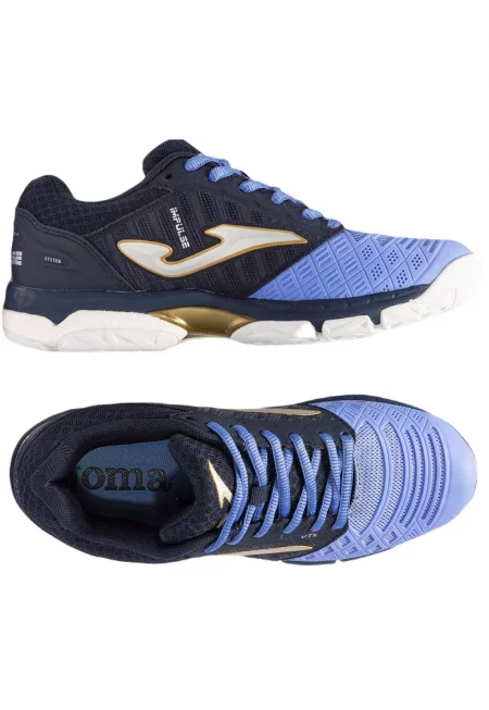 Дамски волейболни обувки за зала -  Текстил - Черно/Виолетово - Син