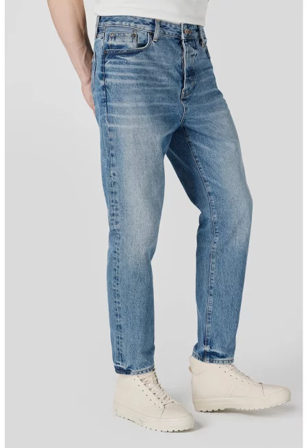 Дънки над глезена със стеснен крачол - Светлосин