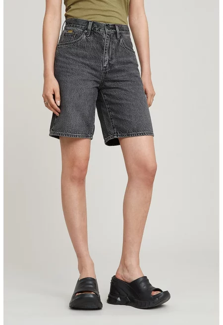 Дънкови бермуди със захабен ефект - Антрацитно сиво