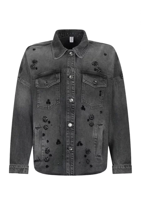 Дънково яке с декоративни камъни