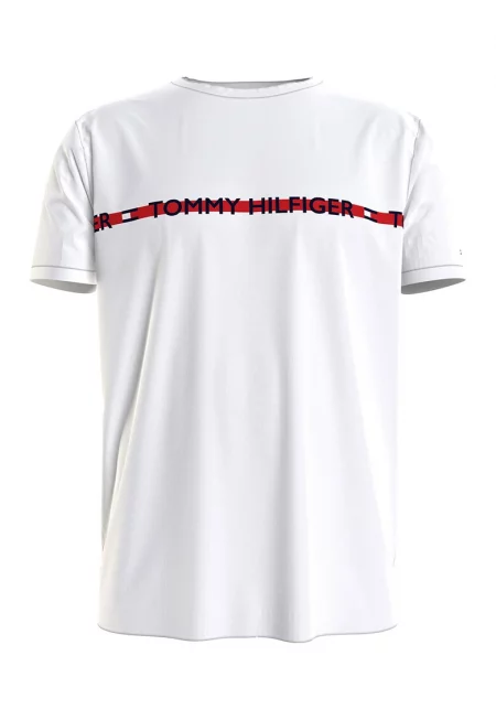 Домашна тениска от памук и лиосел - Тъмночервен/Мръснобял/Тъмносин