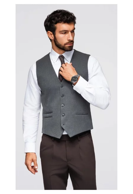 Елек за костюм с класически детайли и подплата  OM-BLZV-0142