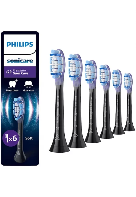 Gum Care HX9056/88 пълнители - пакет от 6 глави за четка - стандартни - с щракване - синхронизация на режим BrushSync - черни