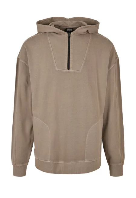 Худи с къс цип - Сиво-кафяв