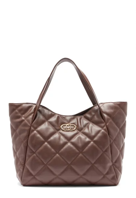 Капитонирана шопинг чанта - Кафяв/Бежов