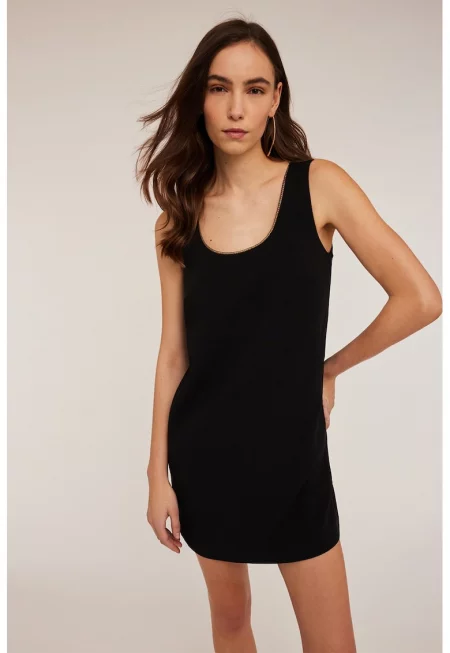 Къса рокля с верижка - Черен