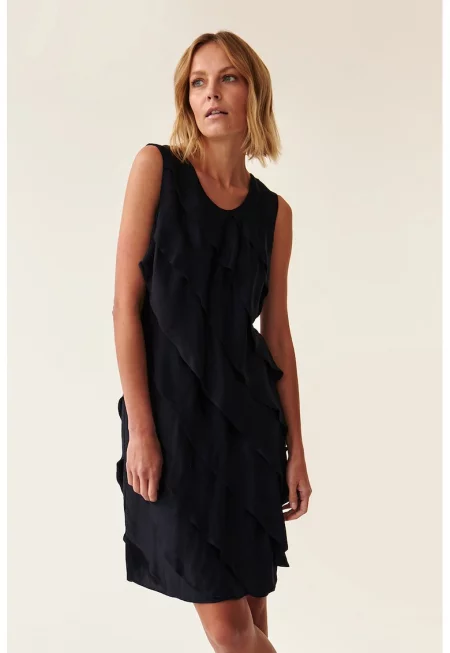 Къса рокля с волани - Ултрамарин синьо