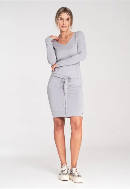 Къса рокля -  сива - вискоза -