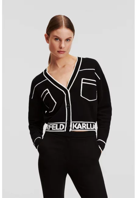 Къса жилетка с вълна - Бял/Черен