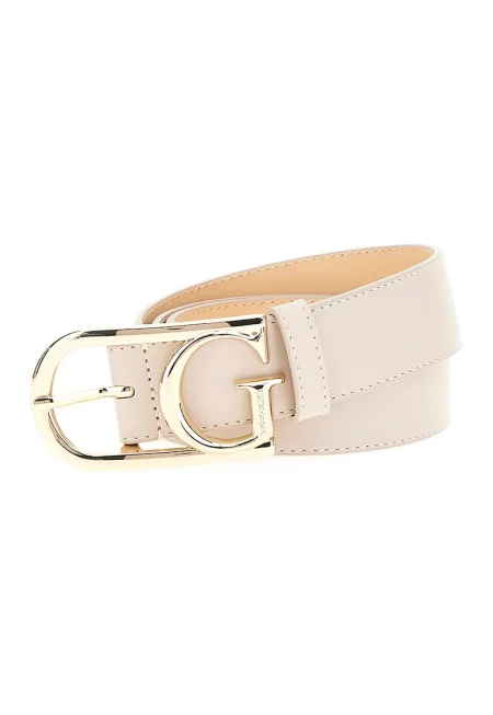 Колан Avie от еко кожа с метално лого - Бежов