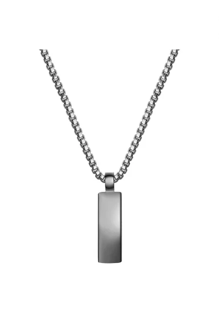 Колие от неръждаема стомана с висулка - Тъмносребрист