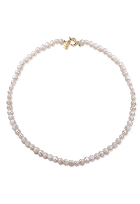 Колие с покритие от 18K злато и сладководни перли - Златист